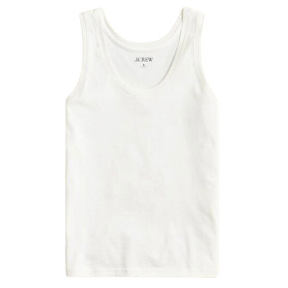 J.Crew White Pima Cotton Tank Top Scoop Neck XXS NWT Summer Basic - Picture 1 of 4